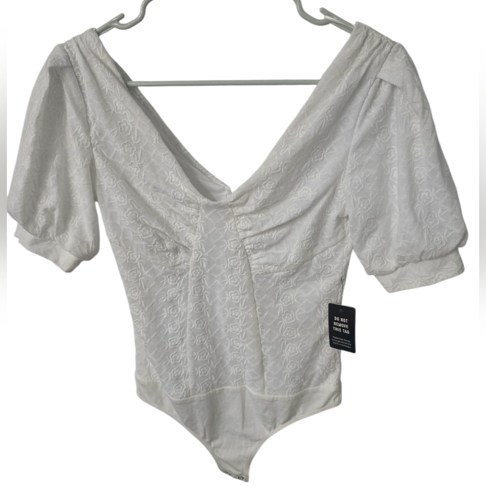 Express White Floral Bodysuit